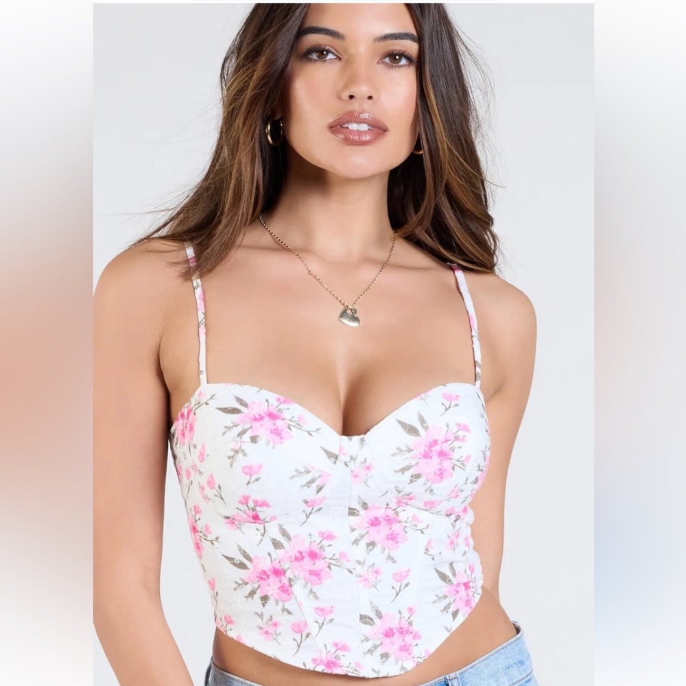 Windsor Floral Camisole in Pink and White